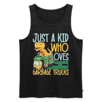 Juste un enfant qui aime les camions à ordures et le recyclage - Débardeur bio Premium Homme - noir - Devant - Michal (187cm)