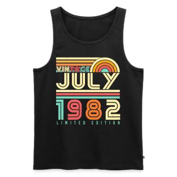 July 1982 40th birthday - Men's Premium Organic Tank Top - black - Front - AI Model Male 178 light (178cm)