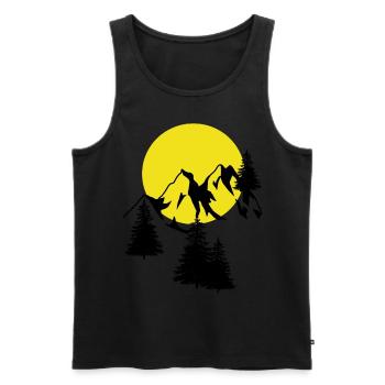 Gebirge Mond Gipfel Fichten Nadelbaum Tannen Natur - Männer Premium Bio Tank Top - Schwarz - Vorne - Michal (187cm)