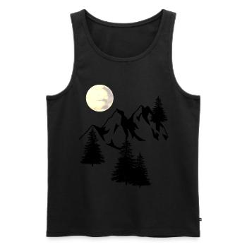 Montagnes Moon Peak Épicéa Nombril Arbre Sapin Naturel - Débardeur bio Premium Homme - noir - Devant - AI Model Male 178 light (178cm)