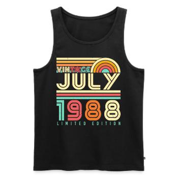 Born July 1988 - Men's Premium Organic Tank Top - black - Front - AI Model Male 178 light (178cm)