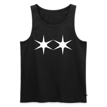 Zwei Grosse Weisse Sterne - Männer Premium Bio Tank Top - Schwarz - Vorne - AI Model Male 178 light (178cm)
