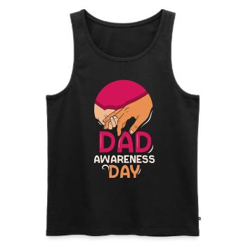Aujourd’hui, c’est la fête des pères La journée de sensibilisation papa papa père - Débardeur bio Premium Homme - noir - Devant - AI Model Male 178 light (178cm)