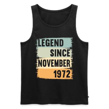 Né novembre 1972 50 ans 50s 50e anniversaire - Débardeur bio Premium Homme - noir - Devant - AI Model Male 178 light (178cm)