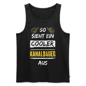 So Sieht Ein Cooler Kanalbauer Aus Arbeitsshirt - Männer Premium Bio Tank Top - Schwarz - Vorne - Michal (187cm)