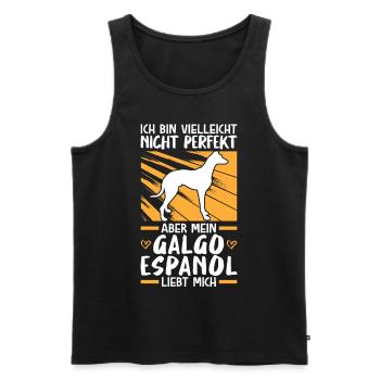 Mein Galgo Espanol liebt mich - Männer Premium Bio Tank Top - Schwarz - Vorne - Michal (187cm)