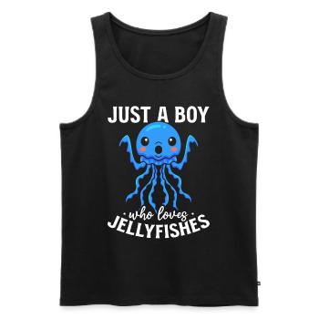 Jellyfish Lover Je suis juste un garçon qui a des méduses - Débardeur bio Premium Homme - noir - Devant - Michal (187cm)