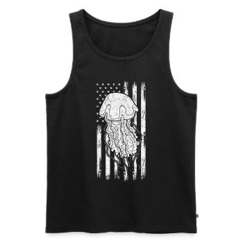 Méduse Drapeau américain Méduse Amoureux - Débardeur bio Premium Homme - noir - Devant - Michal (187cm)