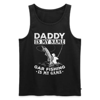 Garfish Daddy est mon nom Gar Fishing est mon nom - Débardeur bio Premium Homme - noir - Devant - AI Model Male 178 light (178cm)