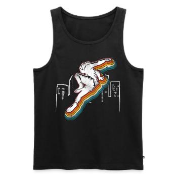 Parkour Free Running Traceur Retro - Débardeur bio Premium Homme - noir - Devant - Michal (187cm)