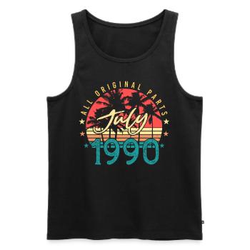 Year of construction 1990 July - Men's Premium Organic Tank Top - black - Front - AI Model Male 178 light (178cm)