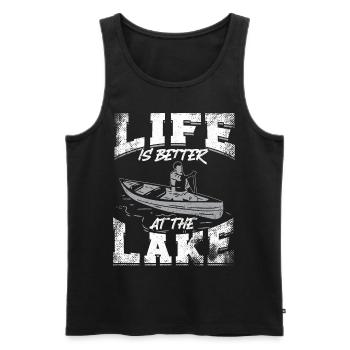 Canoe Canoeing Vintage Life Is - Men's Premium Organic Tank Top - black - Front - AI Model Male 178 light (178cm)