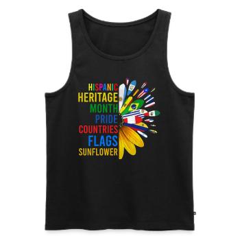 Hispanic Heritage Month Pride Countries Flags Sunf - Männer Premium Bio Tank Top - Schwarz - Vorne - AI Model Male 178 light (178cm)