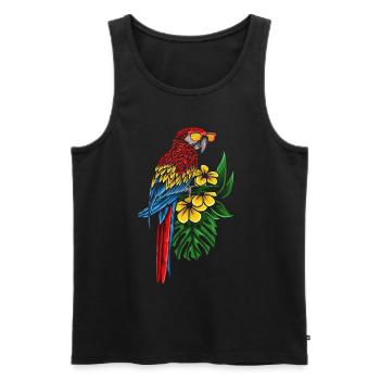 Lustiger Nymphensittich Papagei mit Blumen - Männer Premium Bio Tank Top - Schwarz - Vorne - Michal (187cm)