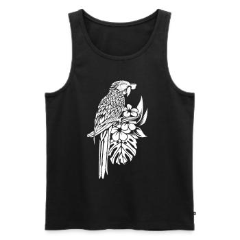 Drôle cockatiel oiseau perroquet Fleurs - Débardeur bio Premium Homme - noir - Devant - Michal (187cm)