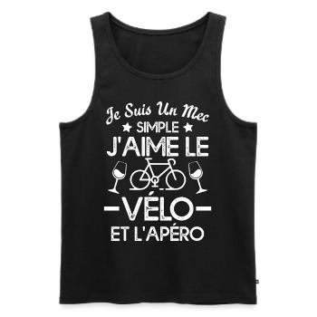 Je suis un mec simple j'aime le vélo et l'apéro - Débardeur bio Premium Homme - noir - Devant - Michal (187cm)