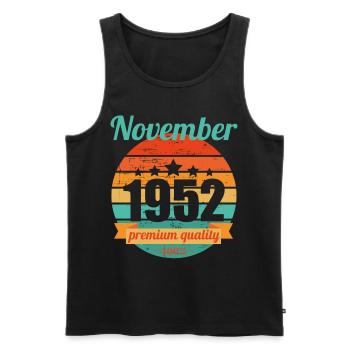 Born November 1952 70 years 70s 70th birthday - Men's Premium Organic Tank Top - black - Front - AI Model Male 178 light (178cm)