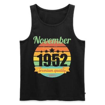 Born November 1952 70 years 70s 70th birthday - Men's Premium Organic Tank Top - black - Front - AI Model Male 178 light (178cm)
