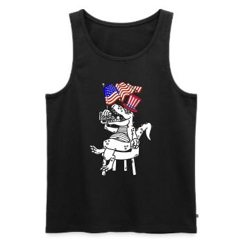 4th Of July Dinosaur US Flag Dino Patriotic Day - Men's Premium Organic Tank Top - black - Front - Michal (187cm)