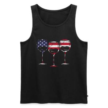 4th Of July Party Patriotic Day 4th Of July Wine - Männer Premium Bio Tank Top - Schwarz - Vorne - AI Model Male 178 light (178cm)
