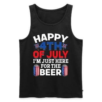 Joyeux 4 juillet, je suis juste ici pour la bière - Débardeur bio Premium Homme - noir - Devant - Michal (187cm)
