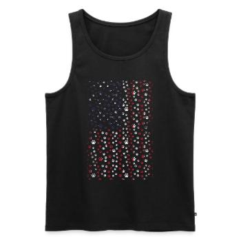 Dog Paws Drapeau américain 4 juillet Fête patriotique - Débardeur bio Premium Homme - noir - Devant - Michal (187cm)