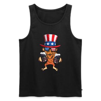 Patriotic Day Monkey US Flag Funny 4th Of July - Men's Premium Organic Tank Top - black - Front - AI Model Male 178 light (178cm)