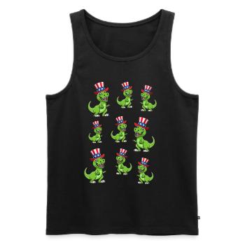 Patriotic 4th Of July Party Dinosaur 4th Of July - Männer Premium Bio Tank Top - Schwarz - Vorne - AI Model Male 178 light (178cm)