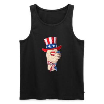 Fête patriotique Lama Drapeau américain I 4 juillet - Débardeur bio Premium Homme - noir - Devant - Michal (187cm)