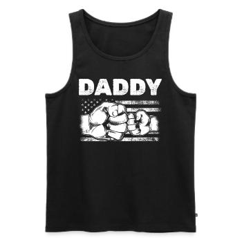 Patriotic Daddy DRAPEAU AMÉRICAIN Papa & Fils Fist Bump - Débardeur bio Premium Homme - noir - Devant - AI Model Male 178 light (178cm)