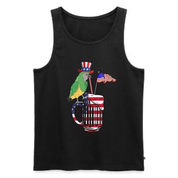 Drôle de fête patriotique Perroquet 4 juillet - Débardeur bio Premium Homme - noir - Devant - Michal (187cm)