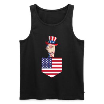 Llama Patriotic Day US Flag Llama Pocket 4th of - Men's Premium Organic Tank Top - black - Front - Michal (187cm)