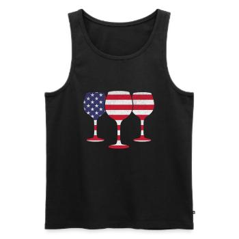 4 juillet Fête Fête patriotique Vin Drapeau américain 4ème - Débardeur bio Premium Homme - noir - Devant - Michal (187cm)