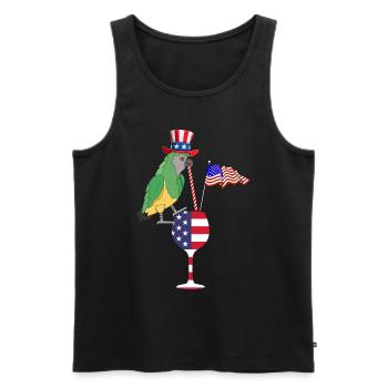 Parrot Patriotic Day Parrot Fête du 4 juillet - Débardeur bio Premium Homme - noir - Devant - Michal (187cm)