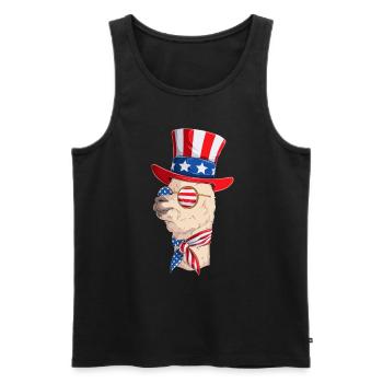 Funny Llama 4th of July Party Llama Patriotic Day - Men's Premium Organic Tank Top - black - Front - AI Model Male 178 light (178cm)