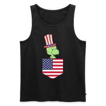 Dino Patriotic Day Drapeau américain Dino Pocket 4 juillet - Débardeur bio Premium Homme - noir - Devant - Michal (187cm)
