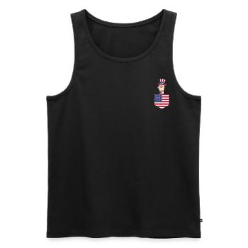 Patriotic Day Llama US Flag Llama Pocket 4th of - Men's Premium Organic Tank Top - black - Front - Michal (187cm)