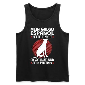 Galgo Espanol schaut sehr intensiv Windhund - Männer Premium Bio Tank Top - Schwarz - Vorne - AI Model Male 178 light (178cm)