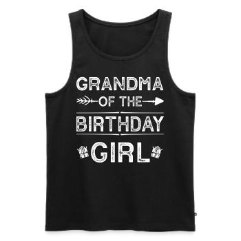 Grand-mère de la fille d’anniversaire - Débardeur bio Premium Homme - noir - Devant - Michal (187cm)
