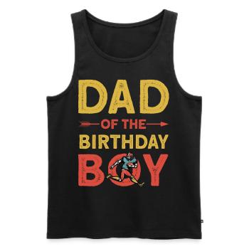 Papa du garçon d’anniversaire - Débardeur bio Premium Homme - noir - Devant - Michal (187cm)