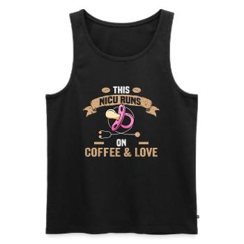 This NICU runs on coffe & Love Krankenschwester - Männer Premium Bio Tank Top - Schwarz - Vorne - Michal (187cm)