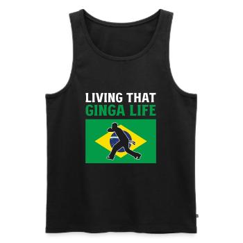Vivre cette vie Ginga Capoeira Martial Brésilien - Débardeur bio Premium Homme - noir - Devant - Michal (187cm)