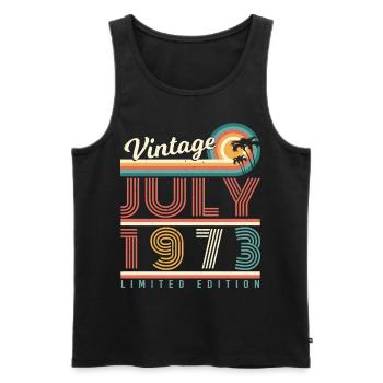 1973 Retro in July - Men's Premium Organic Tank Top - black - Front - Michal (187cm)