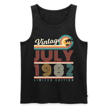 July 1982 40th birthday - Men's Premium Organic Tank Top - black - Front - AI Model Male 178 light (178cm)