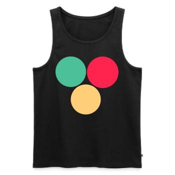 Trois cercles- vert- rouge- jaune - Débardeur bio Premium Homme - noir - Devant - AI Model Male 178 light (178cm)