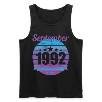 Born September 1992 30 years 30s 30th birthday - Men's Premium Organic Tank Top - black - Front - Michal (187cm)