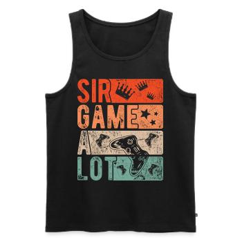 Sir Game A Lot Gamer Gamble Retro Gambler Gift - Men's Premium Organic Tank Top - black - Front - Michal (187cm)