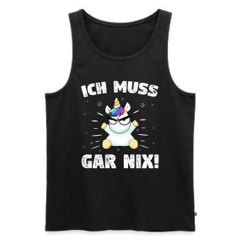 Ich Muss Garn Nix Einhorn Lustiges Geschenk Deko - Männer Premium Bio Tank Top - Schwarz - Vorne - AI Model Male 178 light (178cm)