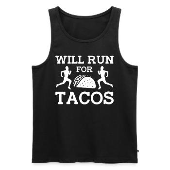 Will Run For Tacos - Marathon Running - Männer Premium Bio Tank Top - Schwarz - Vorne - AI Model Male 178 light (178cm)