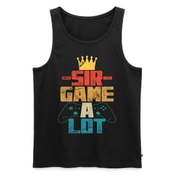 Sir Game A Lot Gamer Zocker Gambling Gift Retro - Men's Premium Organic Tank Top - black - Front - Michal (187cm)
